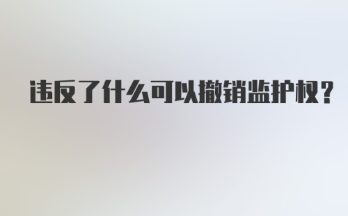 违反了什么可以撤销监护权?