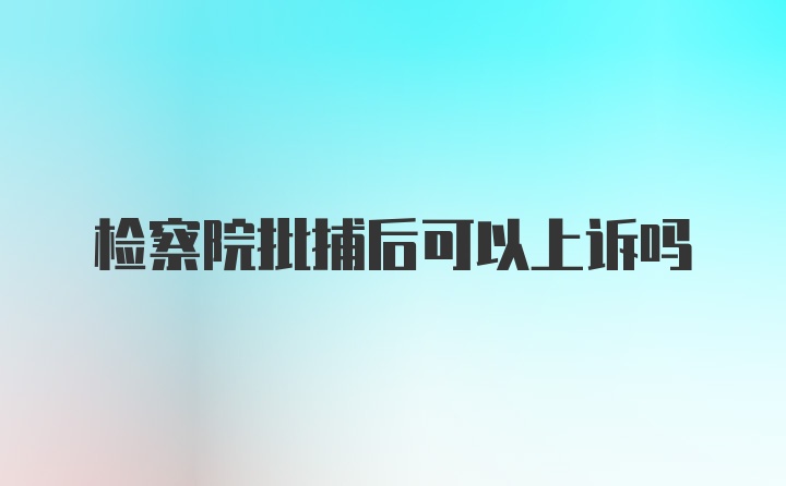 检察院批捕后可以上诉吗