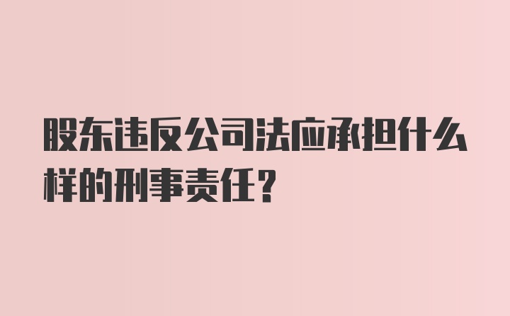 股东违反公司法应承担什么样的刑事责任？