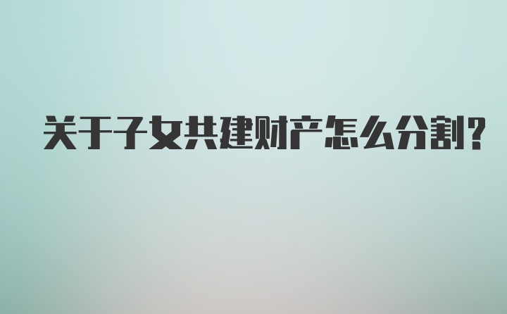 关于子女共建财产怎么分割？