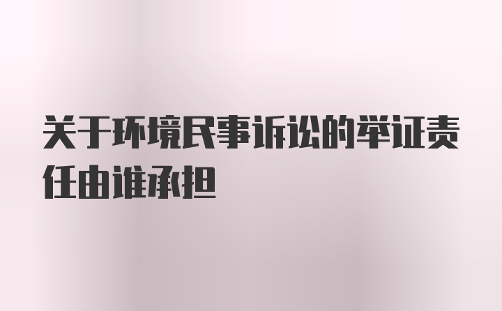 关于环境民事诉讼的举证责任由谁承担