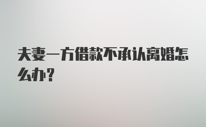 夫妻一方借款不承认离婚怎么办？