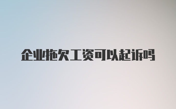 企业拖欠工资可以起诉吗