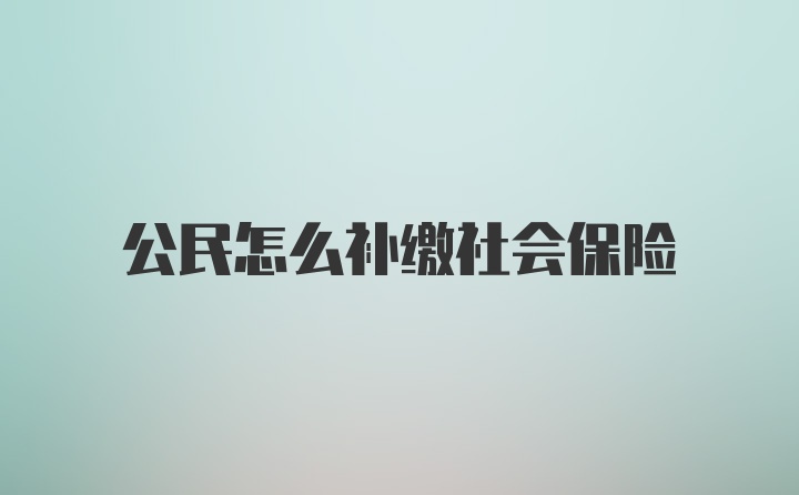 公民怎么补缴社会保险