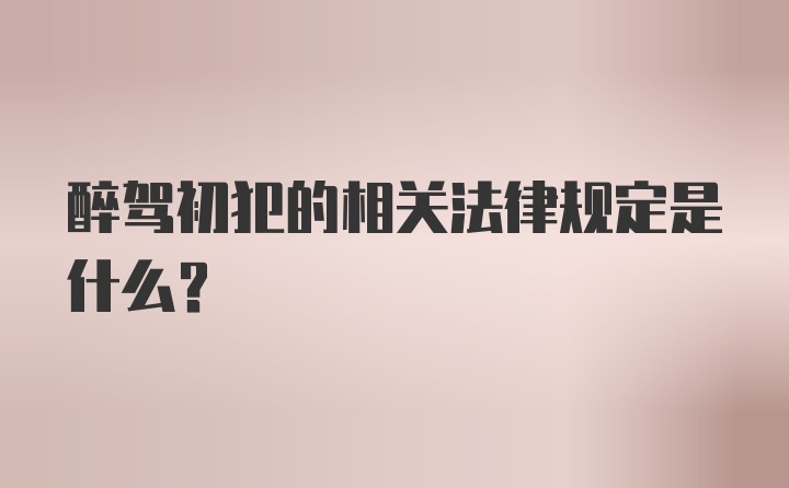 醉驾初犯的相关法律规定是什么？