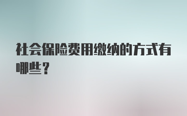 社会保险费用缴纳的方式有哪些？