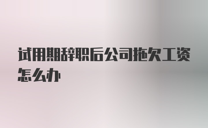 试用期辞职后公司拖欠工资怎么办