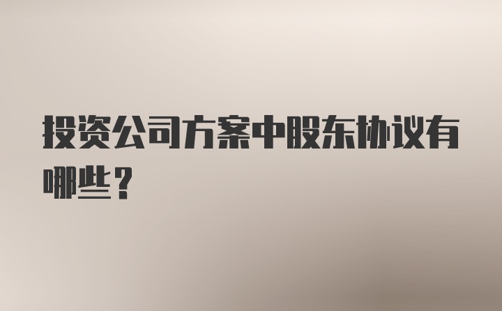 投资公司方案中股东协议有哪些？