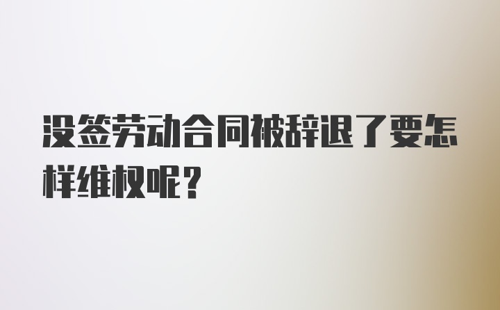 没签劳动合同被辞退了要怎样维权呢？