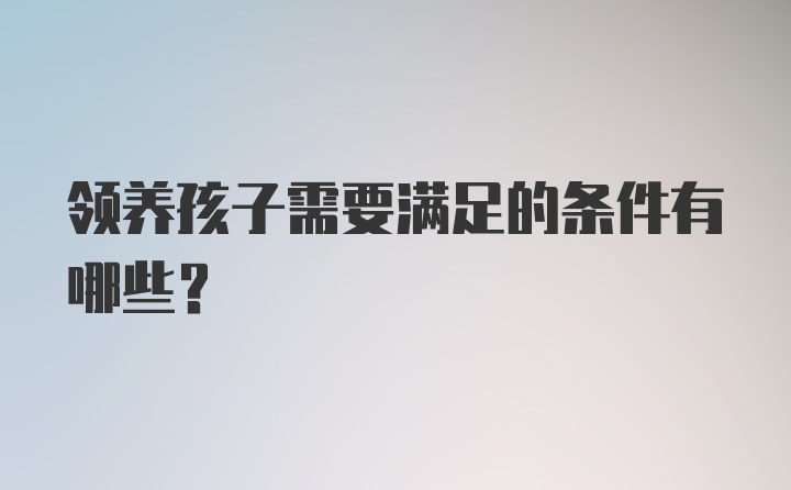 领养孩子需要满足的条件有哪些？