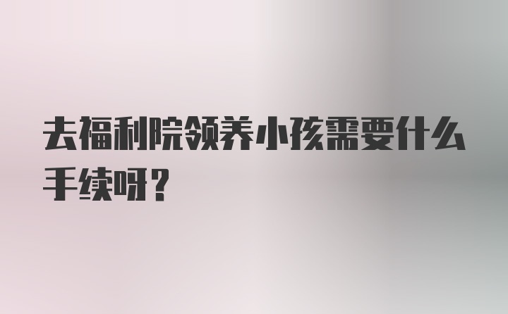 去福利院领养小孩需要什么手续呀？