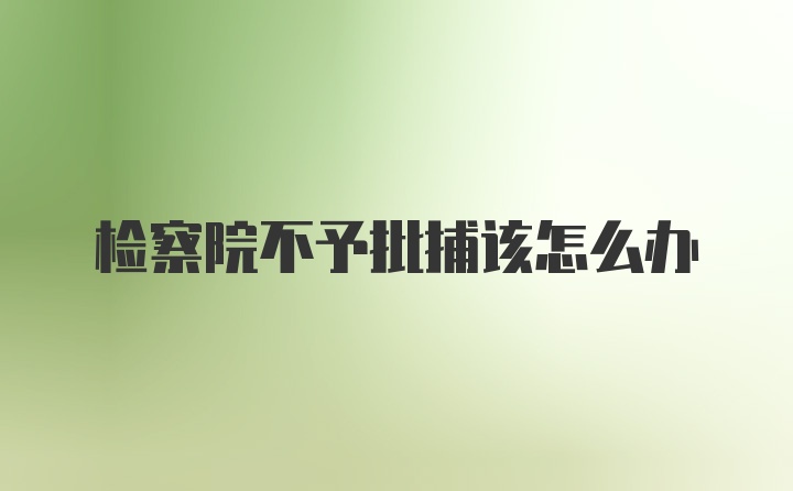 检察院不予批捕该怎么办