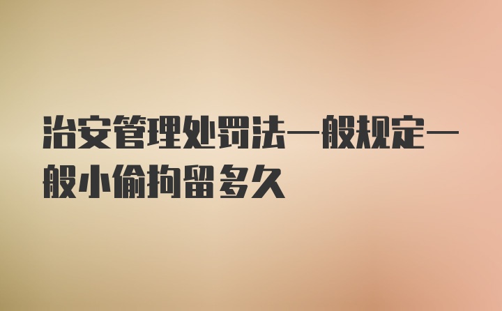 治安管理处罚法一般规定一般小偷拘留多久