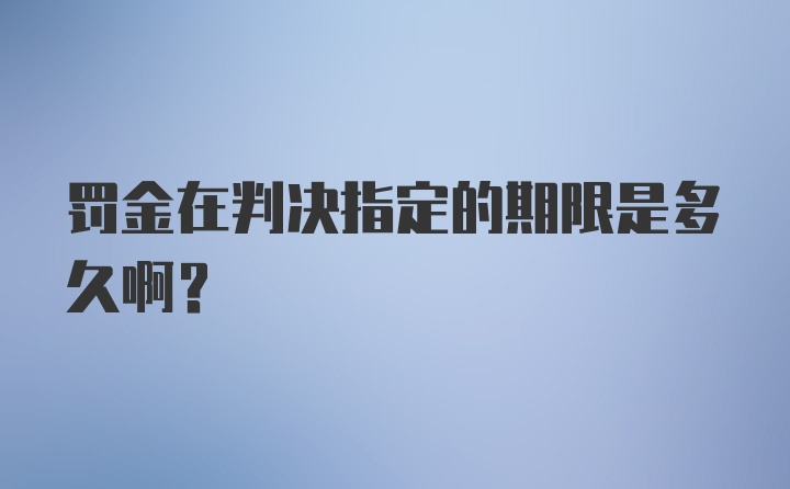 罚金在判决指定的期限是多久啊？