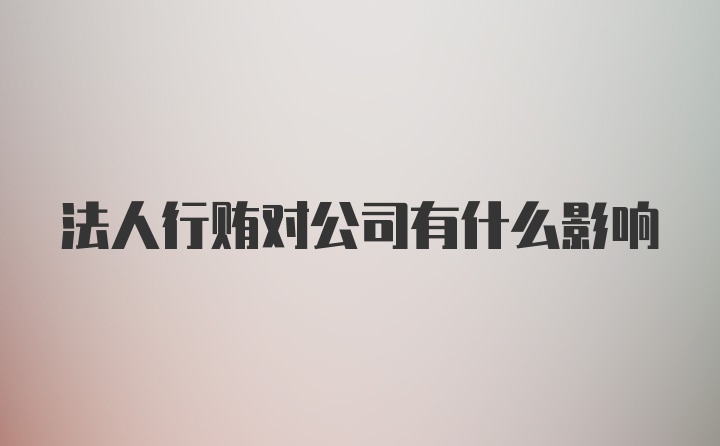 法人行贿对公司有什么影响