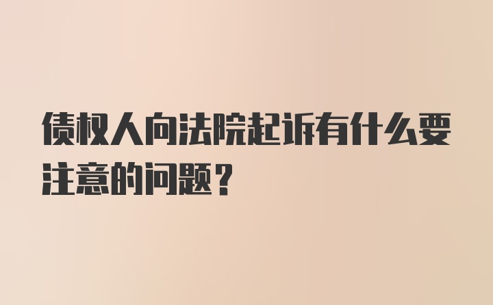 债权人向法院起诉有什么要注意的问题？