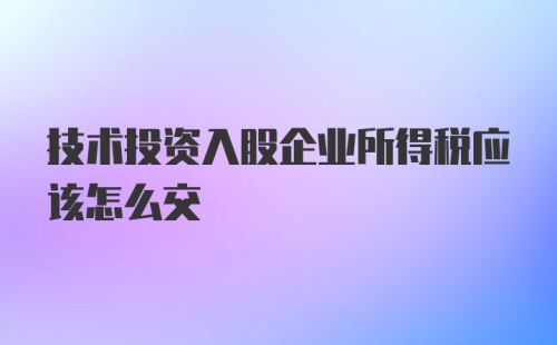 技术投资入股企业所得税应该怎么交