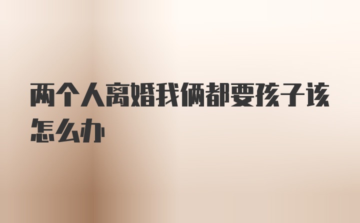 两个人离婚我俩都要孩子该怎么办