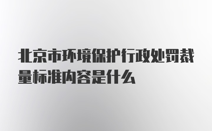 北京市环境保护行政处罚裁量标准内容是什么