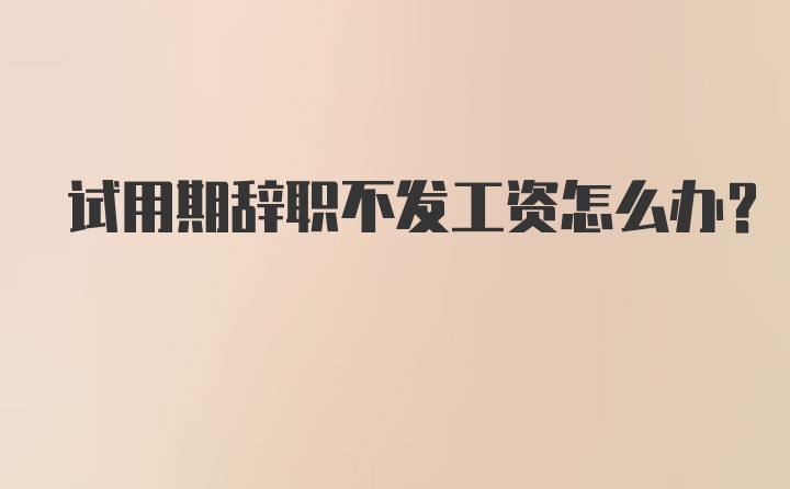 试用期辞职不发工资怎么办？