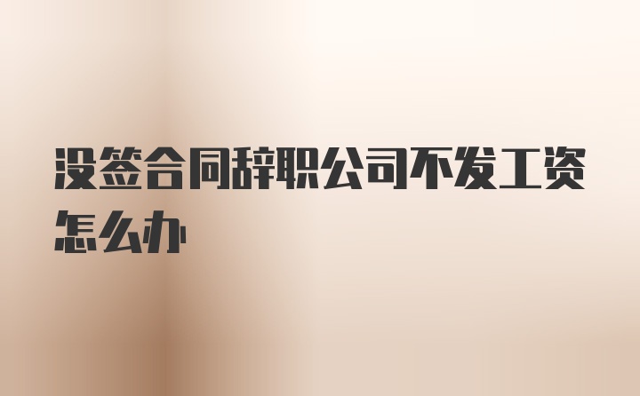 没签合同辞职公司不发工资怎么办