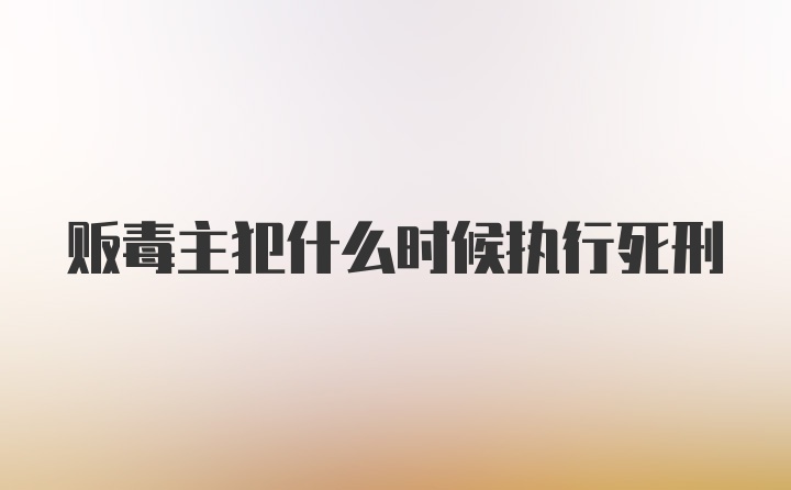 贩毒主犯什么时候执行死刑