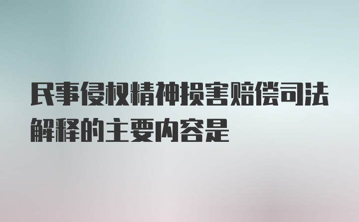 民事侵权精神损害赔偿司法解释的主要内容是