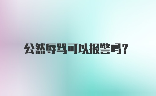 公然辱骂可以报警吗?