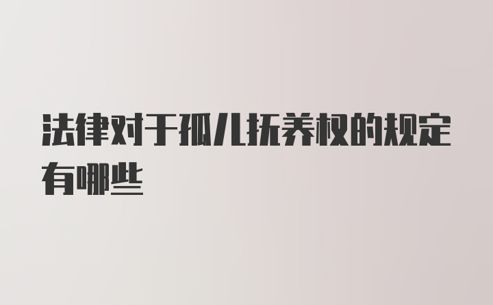 法律对于孤儿抚养权的规定有哪些