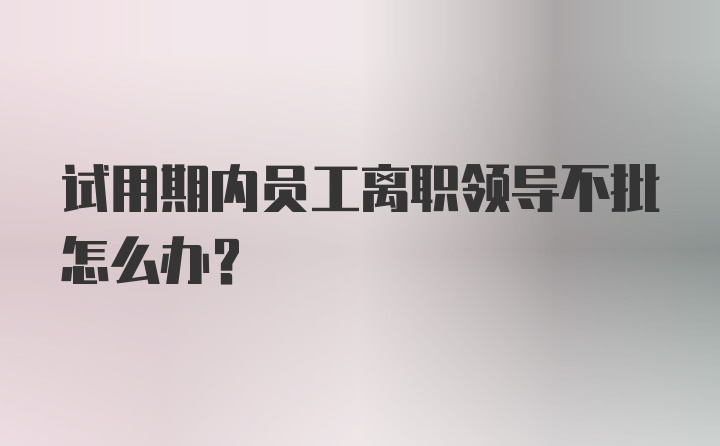 试用期内员工离职领导不批怎么办？