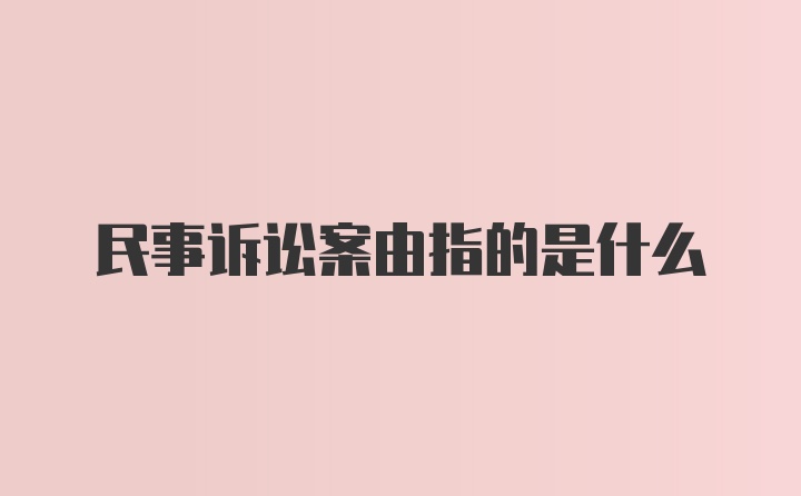 民事诉讼案由指的是什么