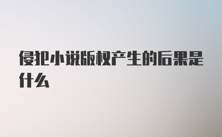 侵犯小说版权产生的后果是什么