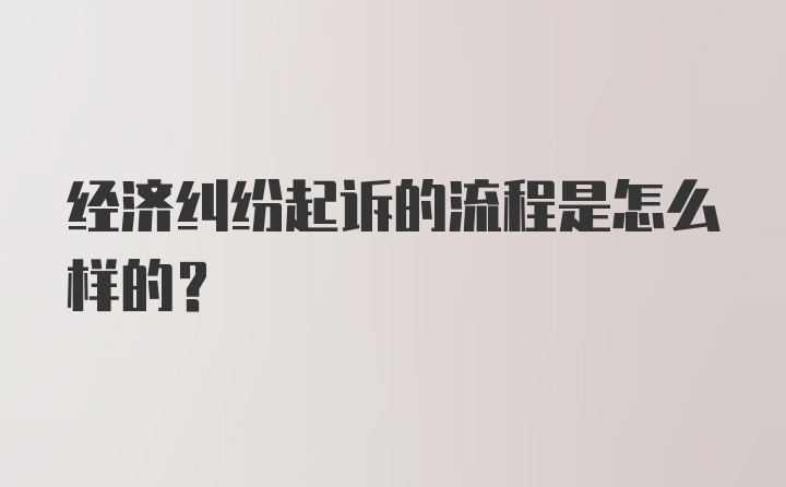 经济纠纷起诉的流程是怎么样的?