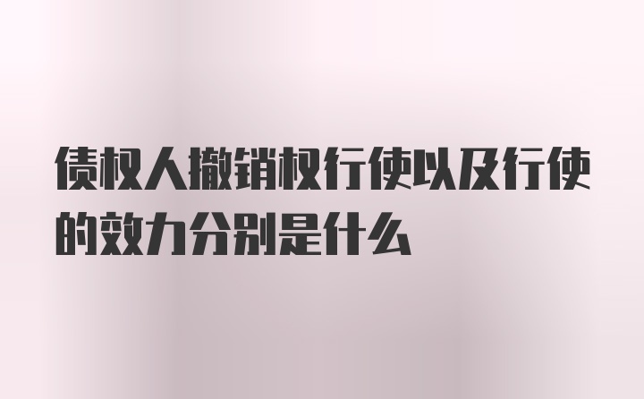 债权人撤销权行使以及行使的效力分别是什么