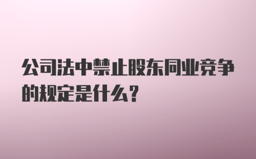 公司法中禁止股东同业竞争的规定是什么？