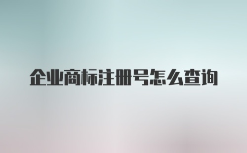 企业商标注册号怎么查询