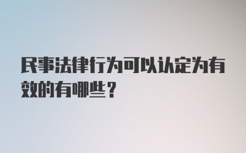 民事法律行为可以认定为有效的有哪些？