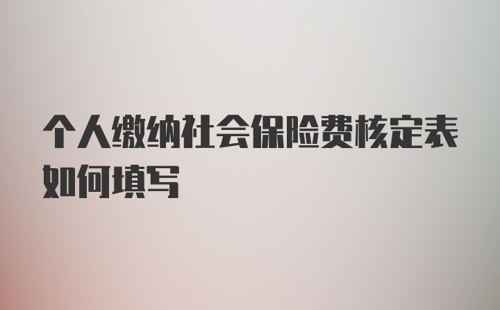 个人缴纳社会保险费核定表如何填写