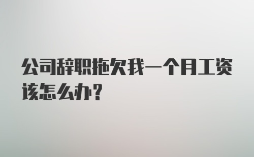 公司辞职拖欠我一个月工资该怎么办？