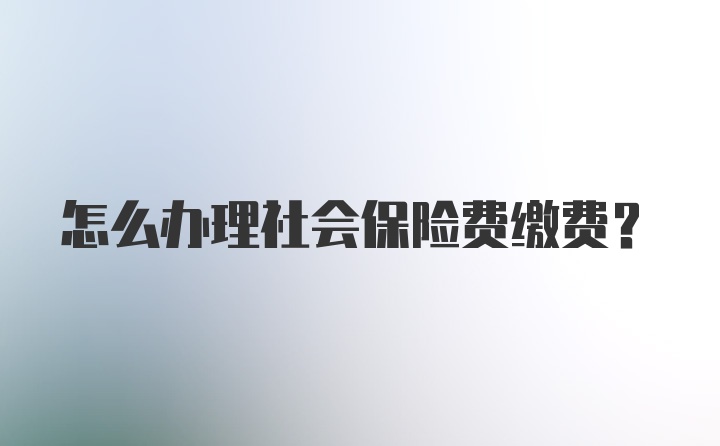 怎么办理社会保险费缴费?