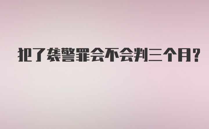 犯了袭警罪会不会判三个月?