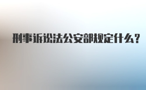 刑事诉讼法公安部规定什么？