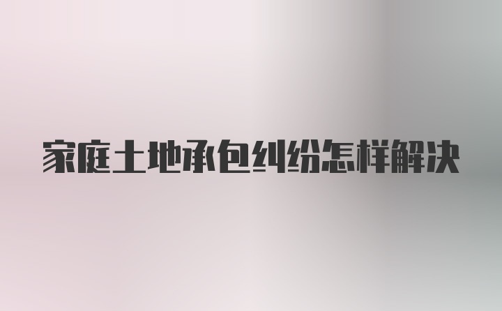 家庭土地承包纠纷怎样解决