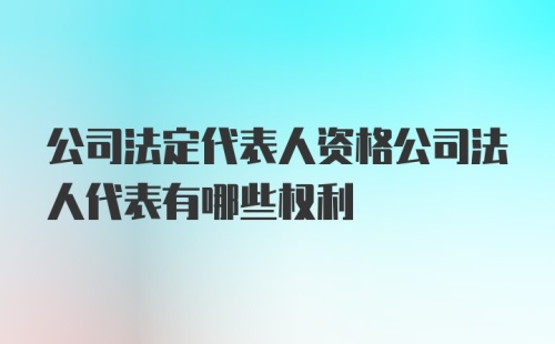 公司法定代表人资格公司法人代表有哪些权利