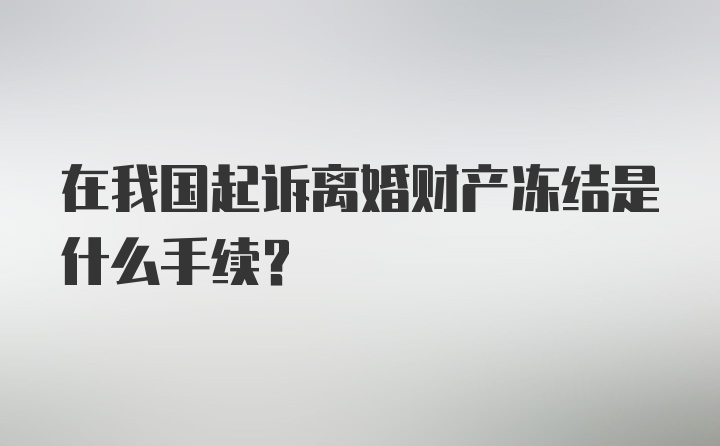 在我国起诉离婚财产冻结是什么手续？