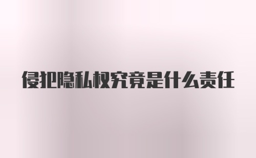 侵犯隐私权究竟是什么责任