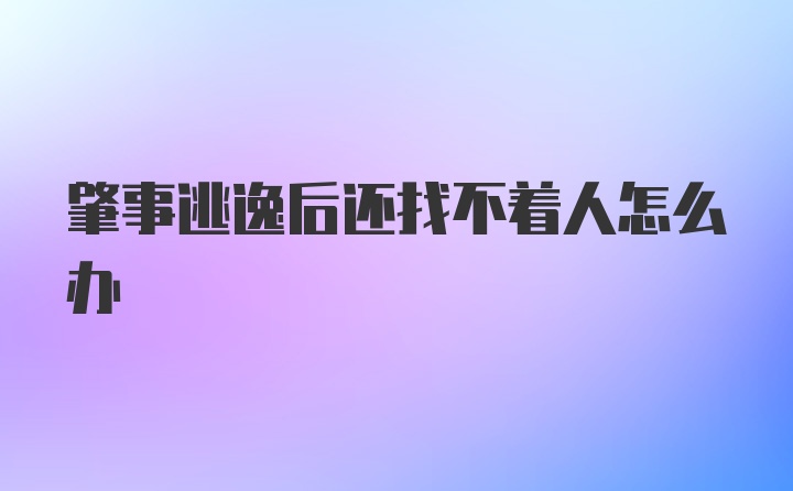 肇事逃逸后还找不着人怎么办