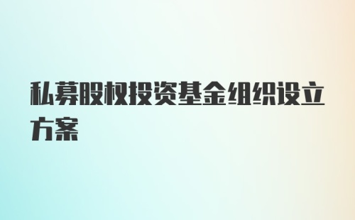 私募股权投资基金组织设立方案