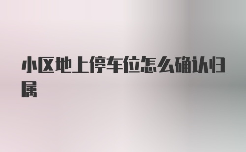 小区地上停车位怎么确认归属