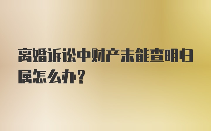 离婚诉讼中财产未能查明归属怎么办？